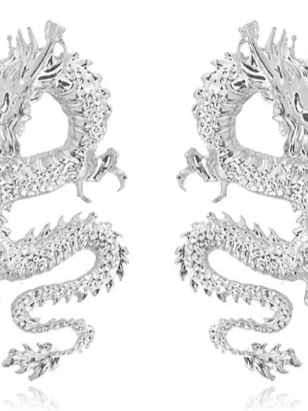 Gold Dragon Dangle Earrings for Women - Bold Sculpted Statement - Picture 3 of 4
